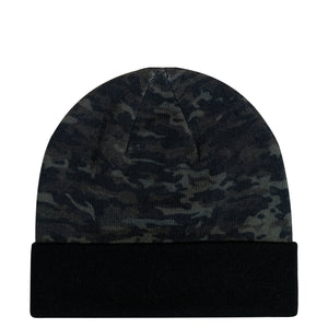 Digitally Printed Beanie – Black Camo